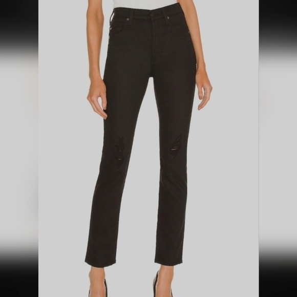 Ag NWT Jeans High Rise Vintage Slim Alexxis In Black Cotton Blend size 28R - Picture 1 of 9